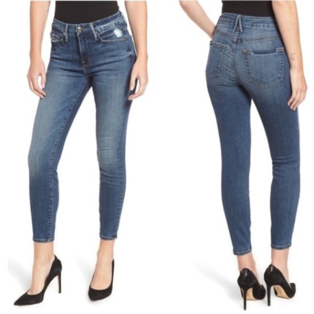 Good American Good Legs Ripped Crop Skinny Jeans
